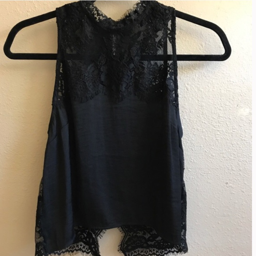 Adorable high neck lace and silk top